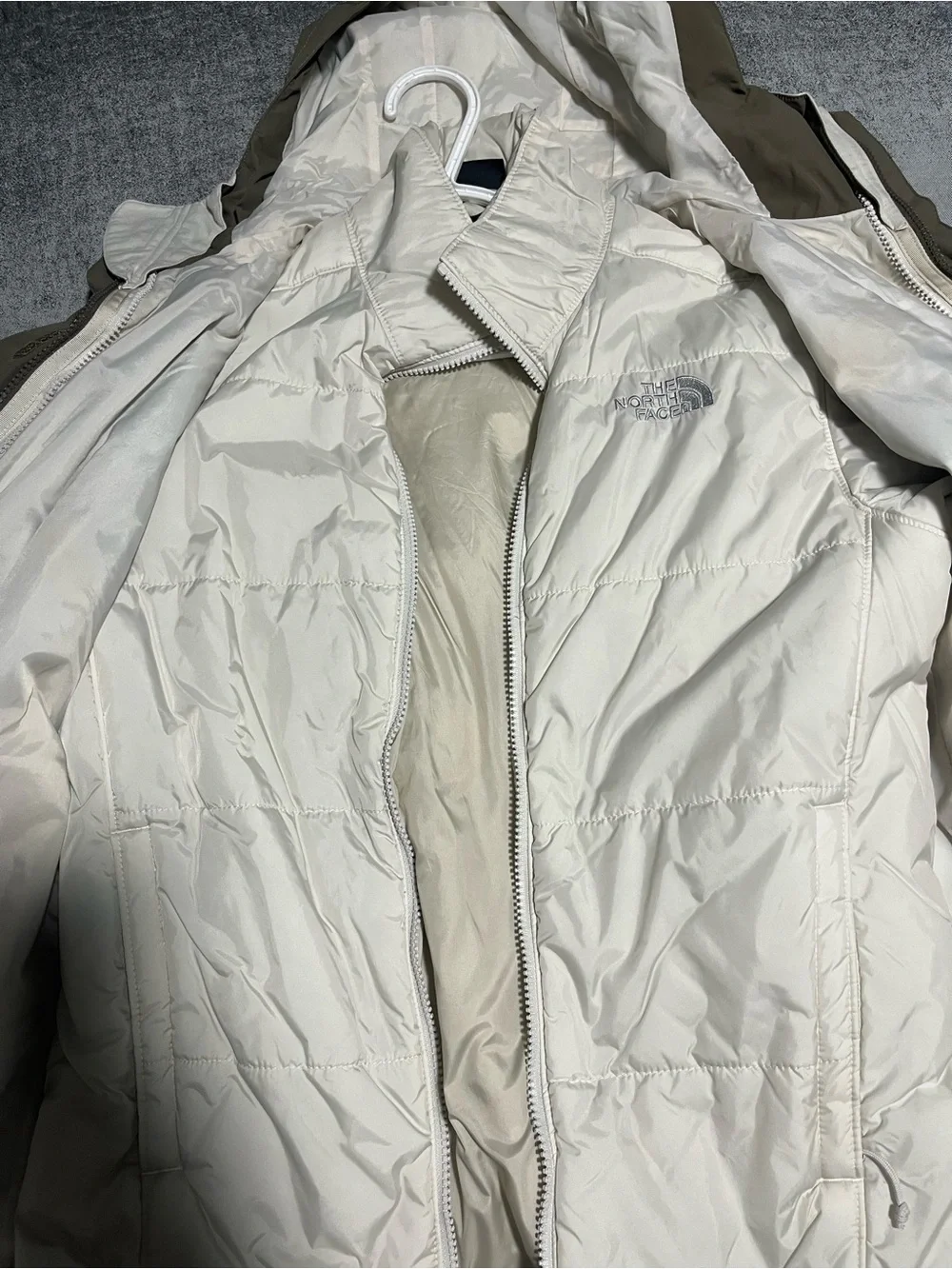 The North Face tan & Cream Two-Tone Hooded Shell Jacket